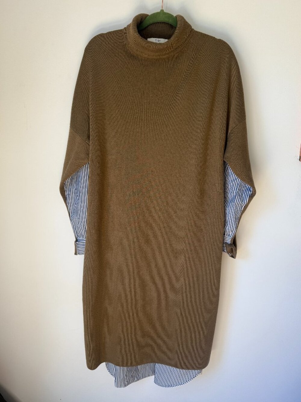 TIBI Sweater Turtleneck Dress with Oxford Shirtdress on Back Size Small / Medium